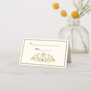 Carte De Placement Peacocks vintages Monogram Faux Gold Ivory BG
