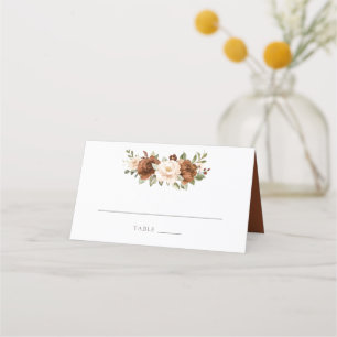 Carte De Placement Pêche à la rouille florale Verdure Mariage élégant