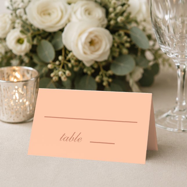 Carte De Placement Pêche Mariage Brun Simple Écriture Moderne Couleur (Créateur téléchargé)