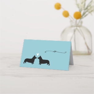 Carte De Placement Pembroke Welsh Corgi Chien Silhouettes Mariage