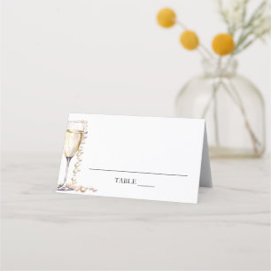 Carte De Placement Perles Élégantes et Carton de Table Plié Prosecco