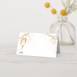 Carte De Placement Perles et Prosecco Étiquette alimentaire vierge ou