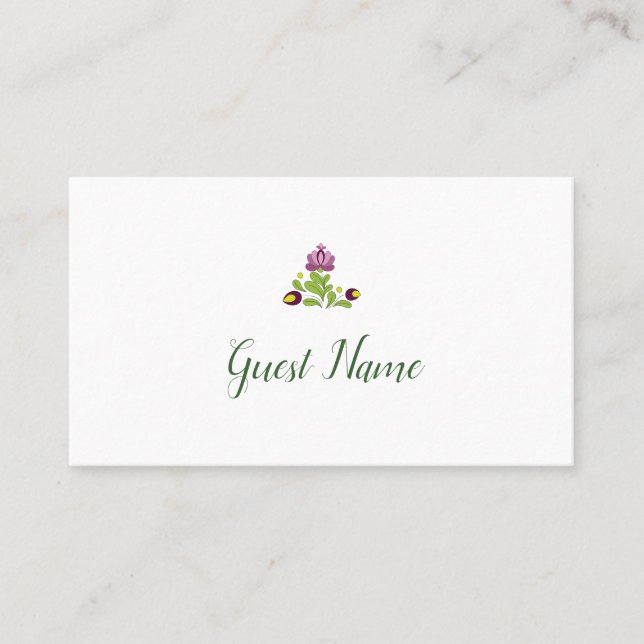 Carte De Placement Personalized Folk Floral Wedding Place Card (Devant)