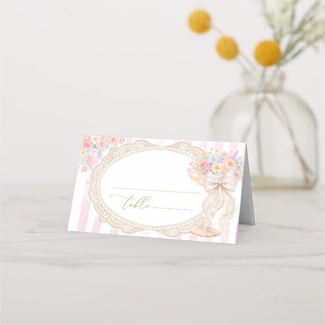 Carte De Placement Petals and Prosecco Bridal Shower Place Card (Devant)