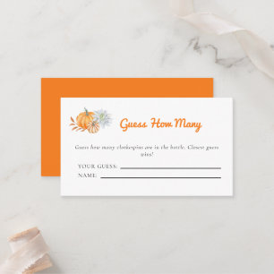 Carte De Placement Petit Baby shower Citrouille Devine Combien De Jeu