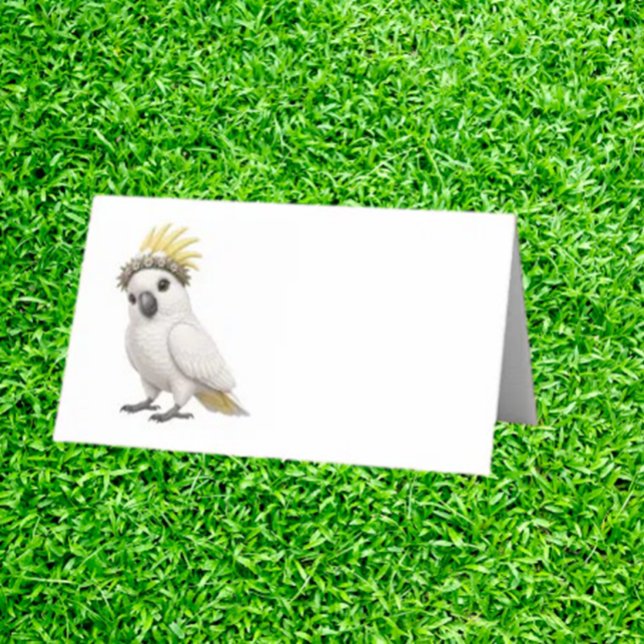 Carte De Placement Petit Cacatoès Fantaisiste (Love setting a beautiful table? Our watercolor wildlife party place cards add splash of personality)