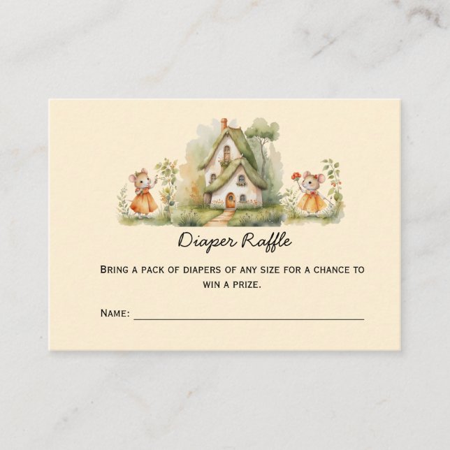 Carte De Placement Petite fille souris Baby shower Déchets Raffle (Devant)