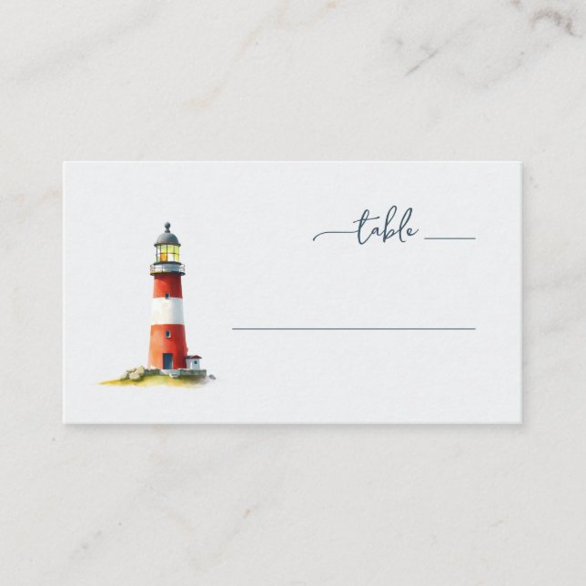 Carte De Placement Phare à l'aquarelle rouge serein (Devant)