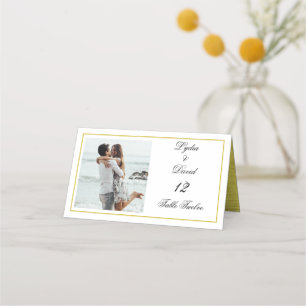 Carte De Placement Photo Gold Elegant Wedding Numéro de table