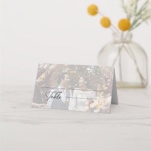 Carte De Placement Photo Mariage moderne en noir et blanc