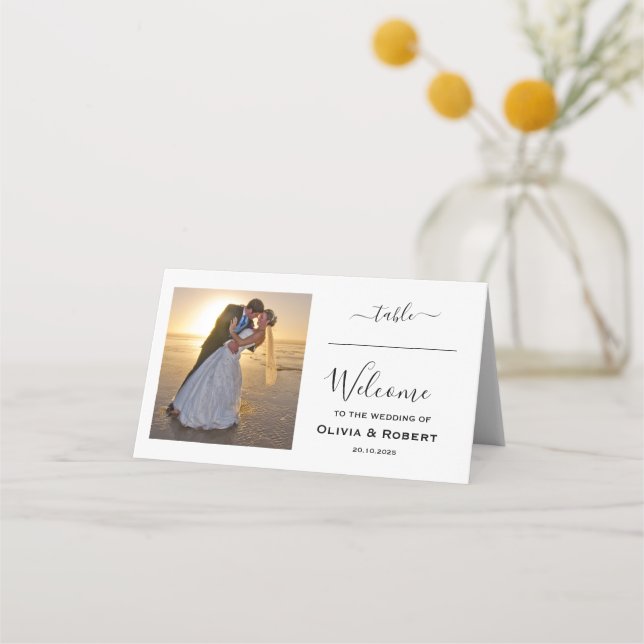Carte De Placement Photo Mariage simple personnalisée (Devant)