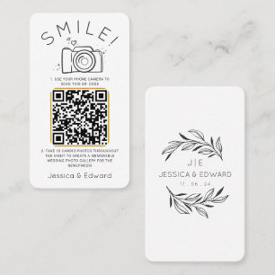 Carte De Placement Photos noires classiques mémorables Qr Code Mariag