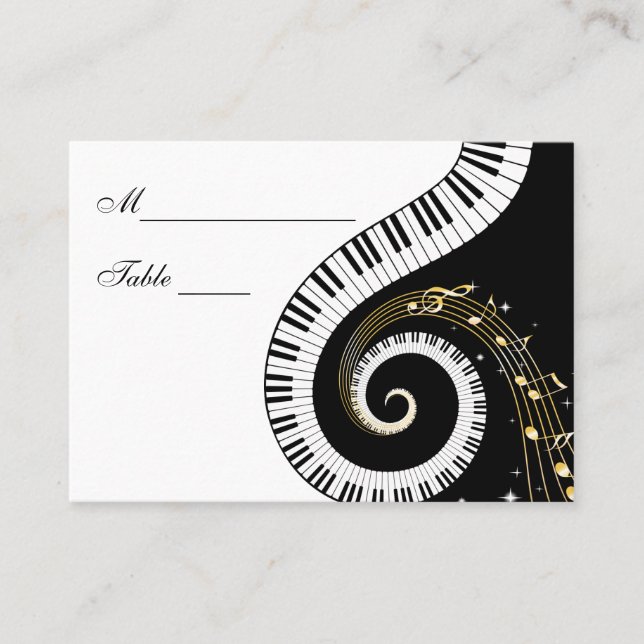 Carte De Placement Piano Keys et Golden Music Notes Cadre (Devant)