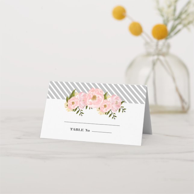 Carte De Placement Pies roses | Mariage Gris (Devant)
