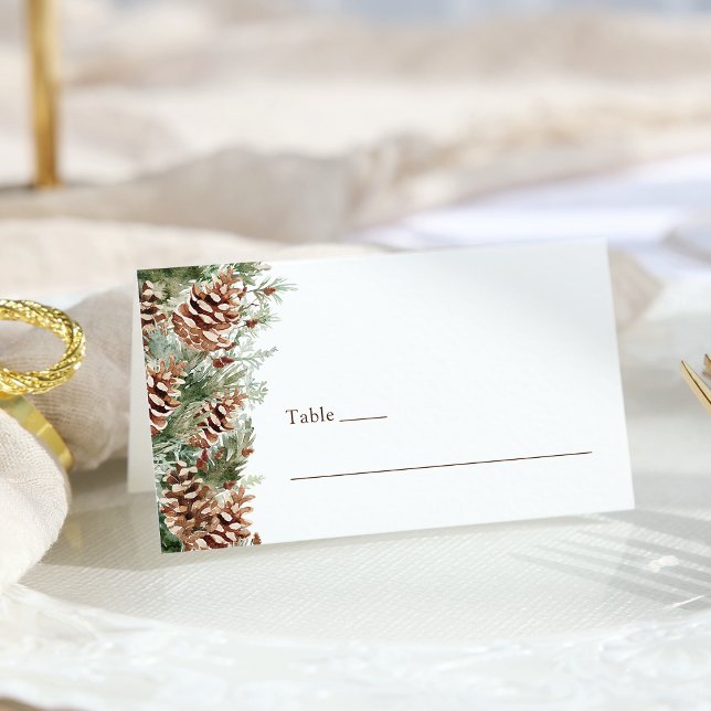 Carte De Placement Pin Élégant (Elegant Pinecone Greenery Table Place Card by Painted Paperie
)