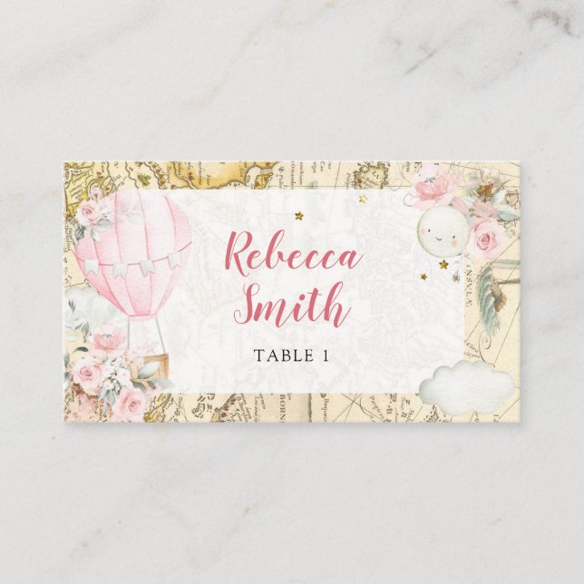 Carte De Placement Pink Air Balloon n'est-elle pas un anniversaire en (Devant)