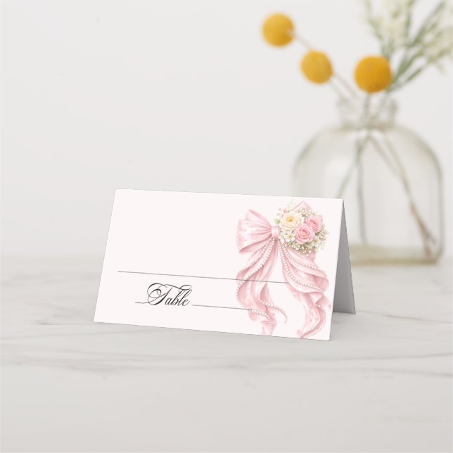 Carte De Placement Pink Bow Bridal Shower Place Card (Devant)