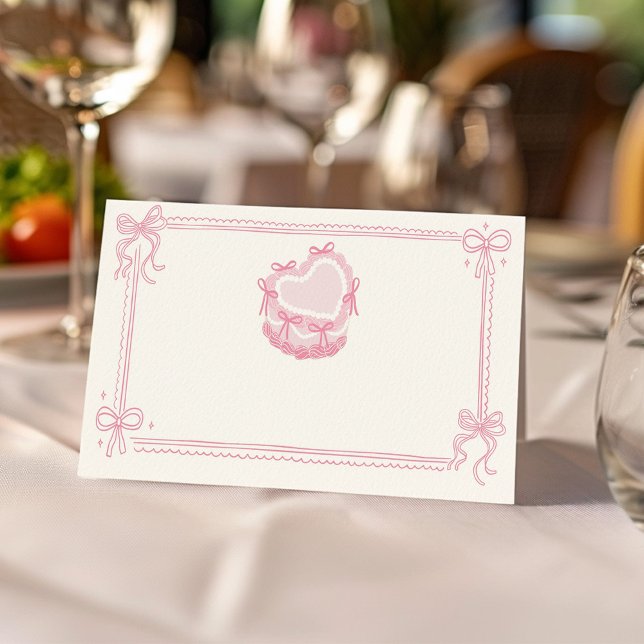 Carte De Placement Pink Bow Cake Anniversaire Fête de nourriture Tent (Créateur téléchargé)