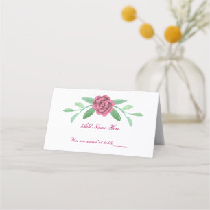 Carte De Placement Pink Floral Greenery Foliage Table Place Card