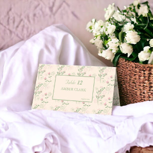 Carte De Placement Pink Green Retro Y2K les années 70 Fleur Motif
