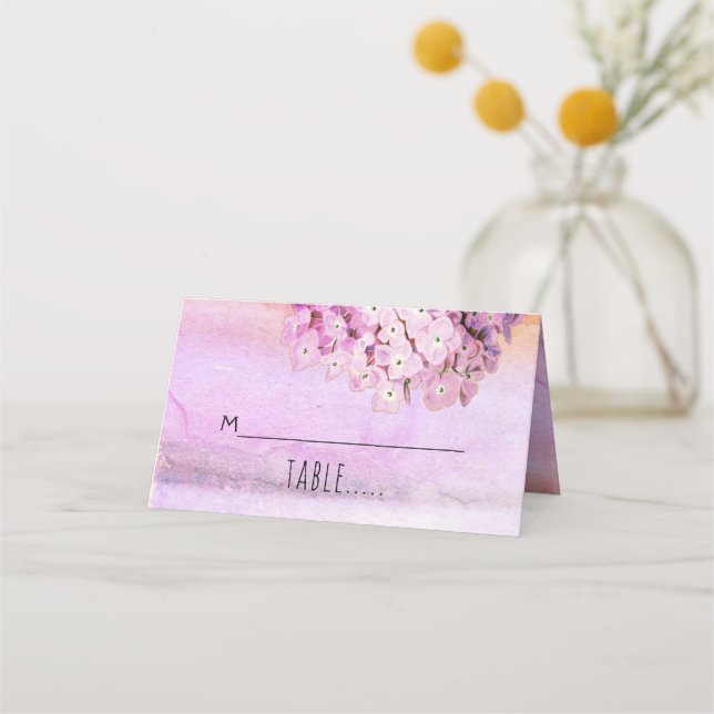 Carte De Placement Pink hydrangeas aquarelle mariage plié escorte (Devant)