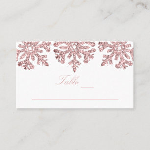 Carte De Placement Pink Rose Gold Snowflakes Sweet sixteen d'hiver