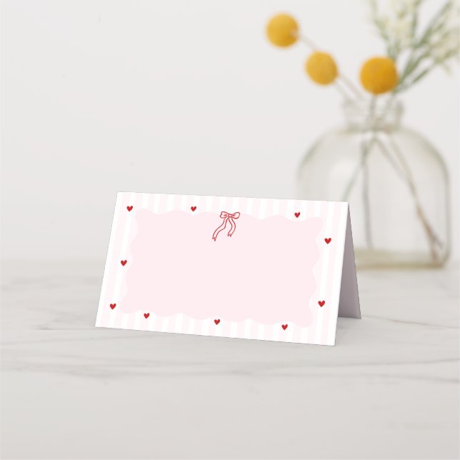 Carte De Placement Pink Stripe Red Heart Little Sweetheart Birthday (Devant)
