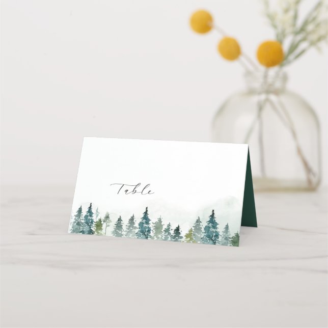 Carte De Placement Pins d'hiver | Écriture manuelle (Devant)