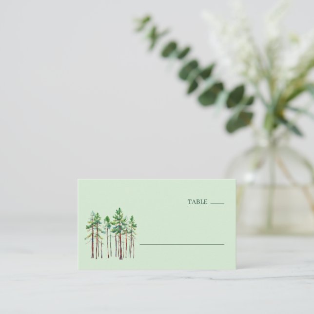Carte De Placement Pins tranquilles aquarelle verte (Debout devant)