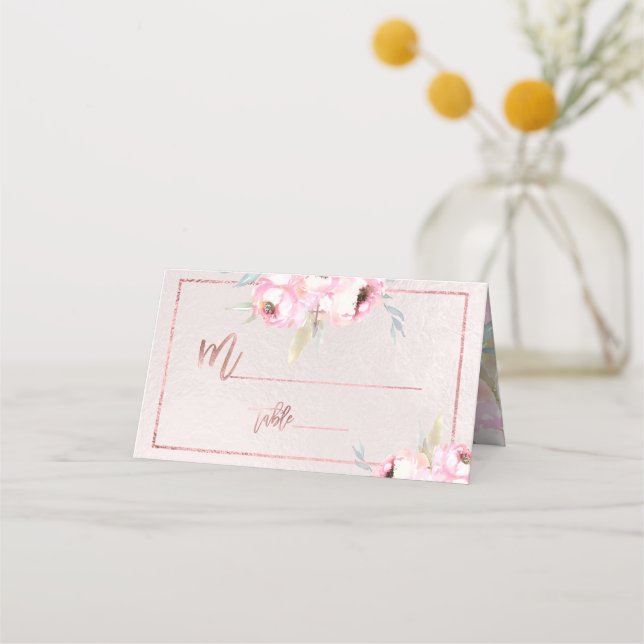 Carte De Placement PixDezines Aquarelle Peonies Baptême (Devant)