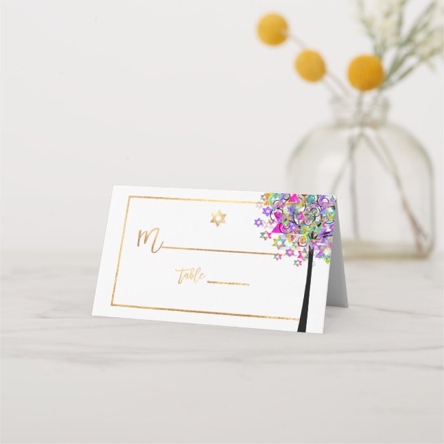 Carte De Placement PixDezines Arbre de LIfe+Rose+Vert+Faux Gold (Devant)