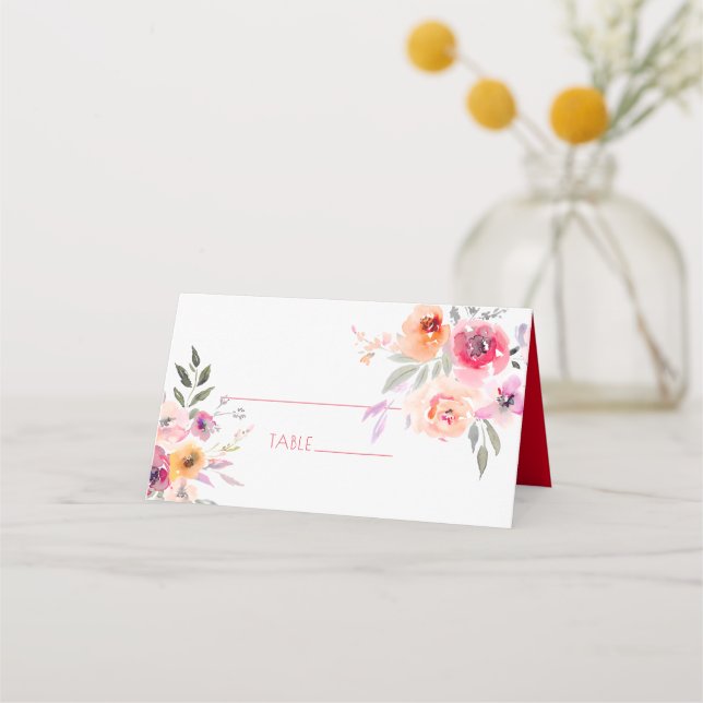 Carte De Placement PixDezines Baby Shower Fleurs de Printemps Aquarel (Devant)
