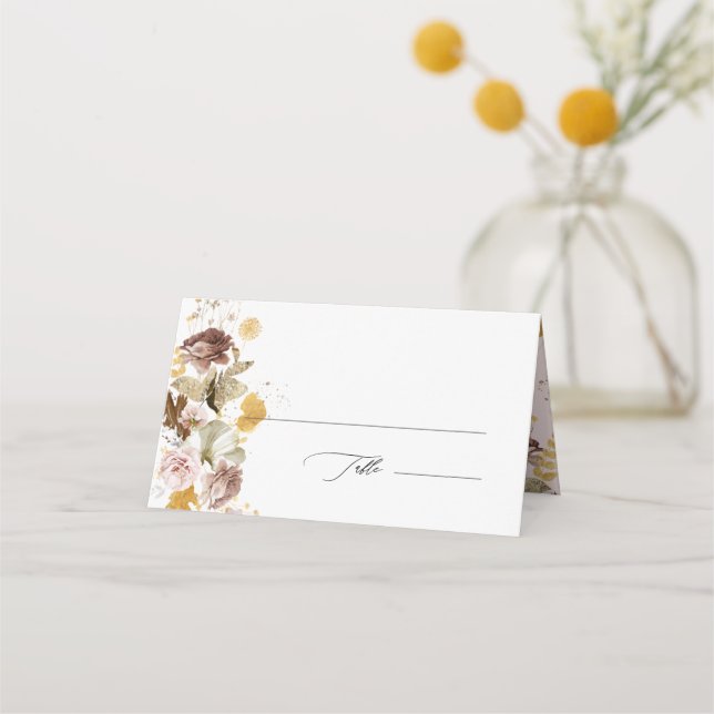 Carte De Placement PixDezines Boho Automne Blush Rose Bourgogne (Devant)