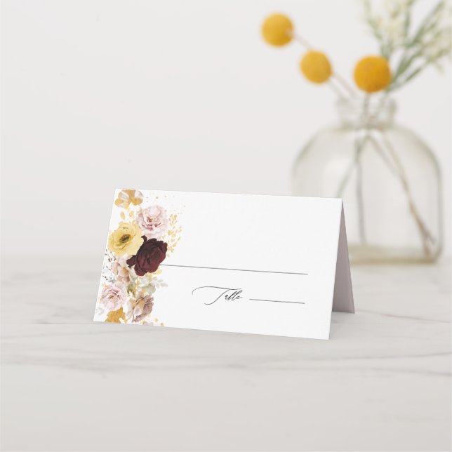 Carte De Placement PixDezines Boho Automne Blush Rose Bourgogne Place (Devant)