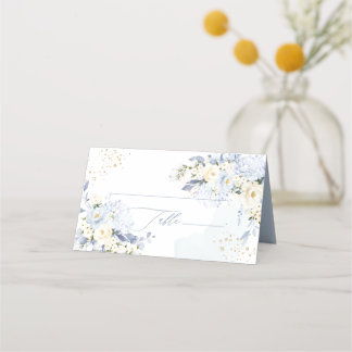Carte De Placement PixDezines H2 Bleus Hortensias Roses Crème