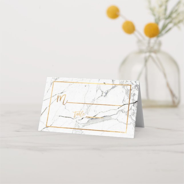 Carte De Placement PixDezines Marble+Faux Gold Placecards (Devant)
