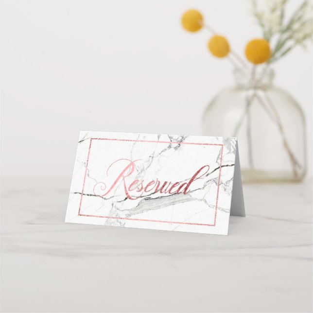 Carte De Placement PixDezines Marble+Faux Rose Gold Réservé (Devant)