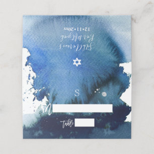 Carte De Placement PixDezines Marine Blue Watercolor Bar Mitzvah