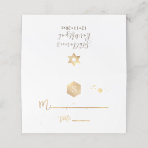 Carte De Placement PixDezines Monogram Faux Gold Honeycomb Mitzvah