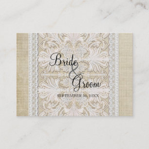 Carte De Placement Place Card Dentelle Rustique w Vieille Linge Vinta