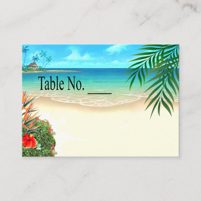 Carte De Placement Plage exotique Palmiers tropicaux placecard (Devant)