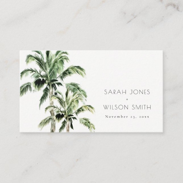 Carte De Placement Plage tropicale Palm Trees Aquarelle Mariage place (Devant)