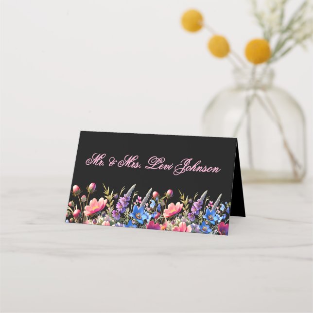 Carte De Placement Plan de table de mariage botanique aux fleurs sauv (Devant)