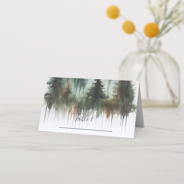 Carte De Placement Plan de table de mariage sauvage rustique aux ours (Devant)