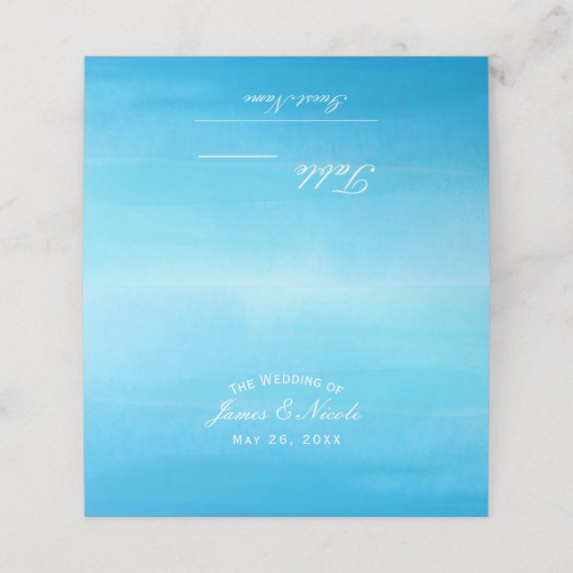 Carte De Placement Plan de table de mariage tropical plage aquarelle  (Extérieur déplié)