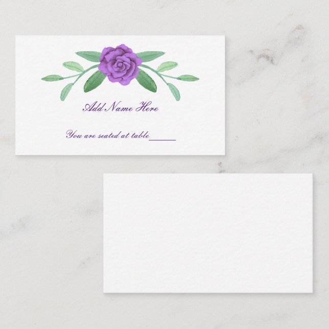 Carte De Placement Plante Flore violet Feuillage Table Place Card (Devant / Derrière)