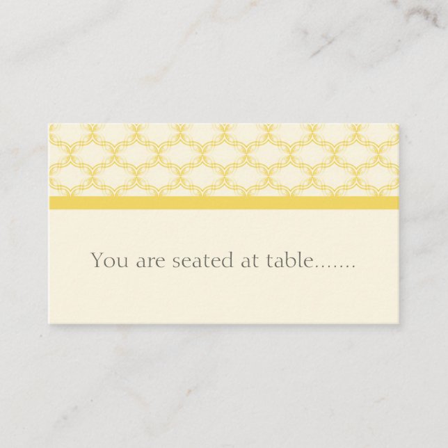 Carte De Placement Plaque Mariage tout simplement glamour, Jaune (Devant)