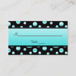 Carte De Placement Plaques de Pois Aqua, Noir, Blanc
