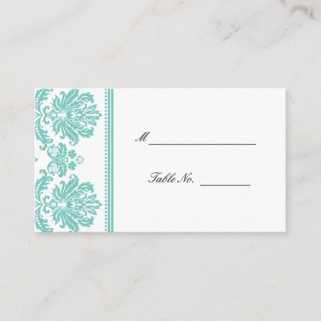 Carte De Placement Plaques de siège Aqua Mariage damassé (Devant)