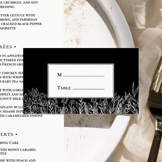 Carte De Placement Plat Mariage noir et blanc (Créateur téléchargé)